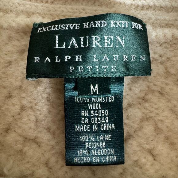Ralph Lauren Exclusive Hand Knit 100% Wool Sweater Horn Toggle Buttons Petite M - Picture 16 of 16